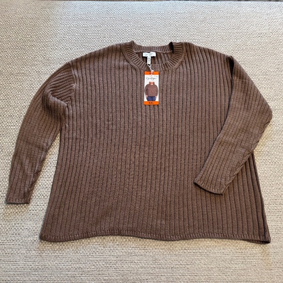 Jessica Simpson Available XL and XXL Ladies' Brown Ribbed Sweater. NEW WITH TAGS - Picture 2 of 16